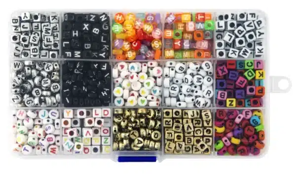Letter Beads In Storage Box