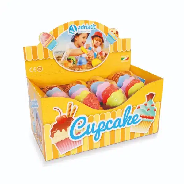 4 Cupcake Sand Moulds & Scoop In Net