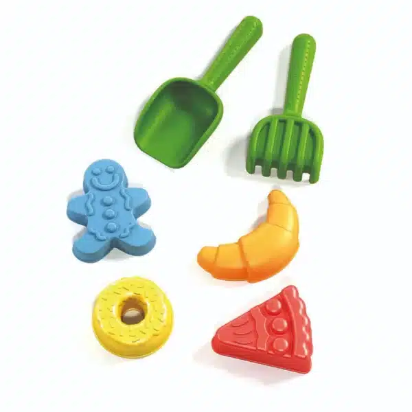 Sand Play Set, Includes 4 Sand Moulds, Spade And Rake