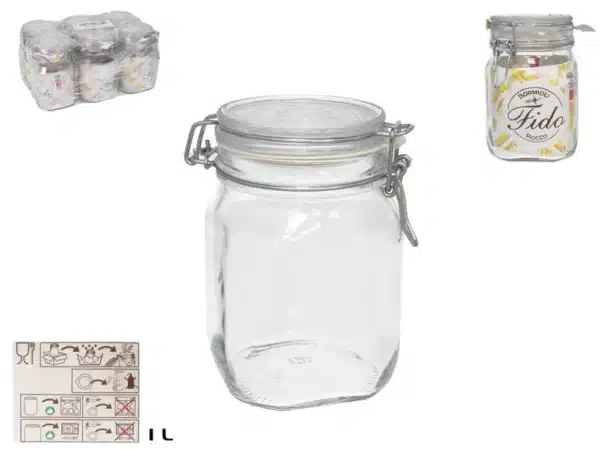 Bormioli Rocco Air Tight Glass Food Jar Fido 1Litre