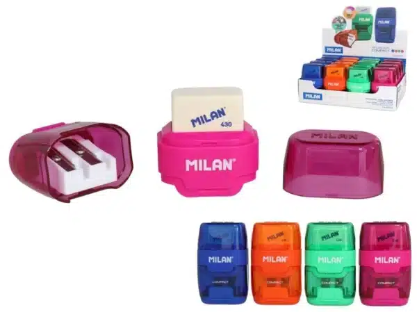 Milan Double Pencil Sharpener & Eraser Combo