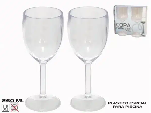 Plastic Wine Glass 260ml x2