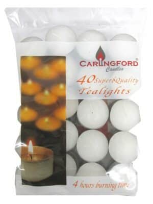 White Tealights 4 Hours X40