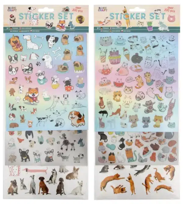 Sticker Set 100 Pcs, 2 Assorted. - Cats/dogs - Image 4