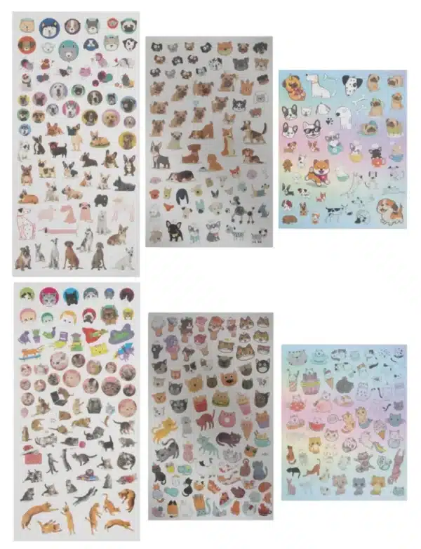 Sticker Set 100 Pcs, 2 Assorted. - Cats/dogs