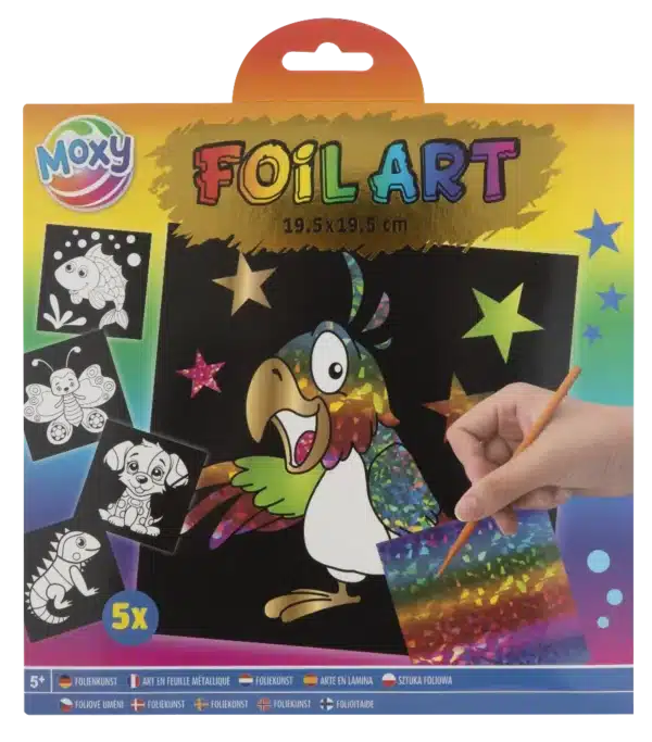 5 Pack Foil Art Cards 21.5x21.5cm & Scratch Pen - Image 2