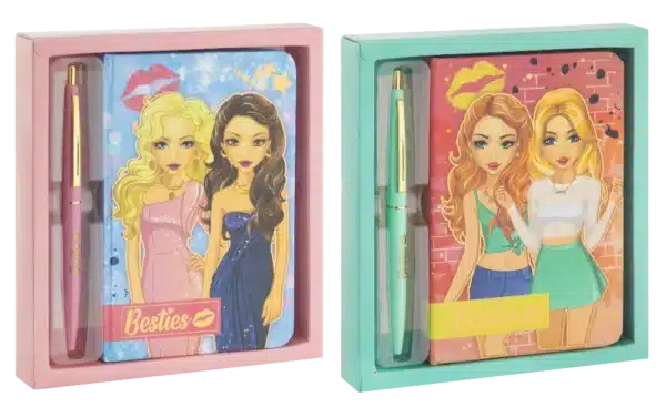 Besties Notebook 15x10.5cm + Ballpoint Pen, 2 Assorted