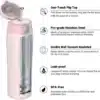 Super Sparrow Enjoy Series 500ml Stainless Steel Bottle With Straw Light Pink Dual - Image 4