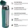 Super Sparrow Enjoy Series 500ml Stainless Steel Bottle With Straw Dark Green - Image 2