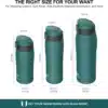 Super Sparrow Enjoy Series 500ml Stainless Steel Bottle With Straw Dark Green - Image 3