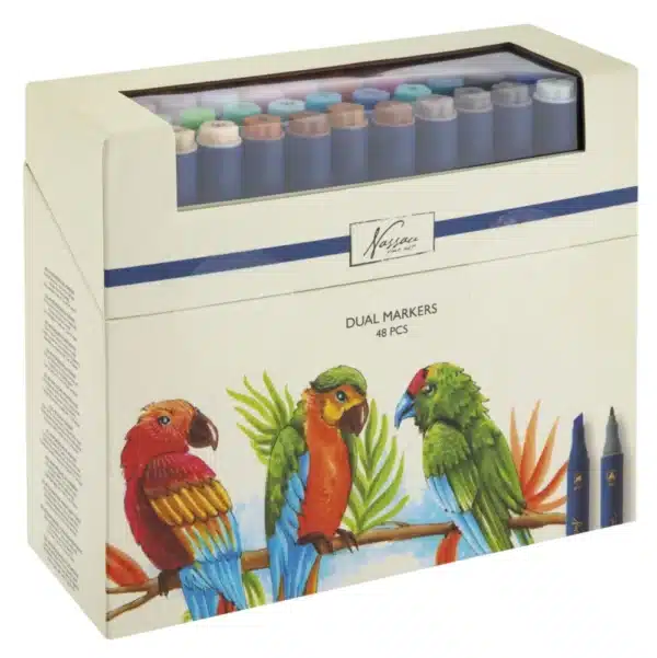 Round Dual Tip Markers, 48 Pcs In Window Cardboard Box