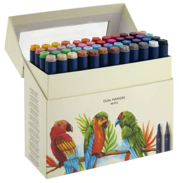 Round Dual Tip Markers, 48 Pcs In Window Cardboard Box - Image 2