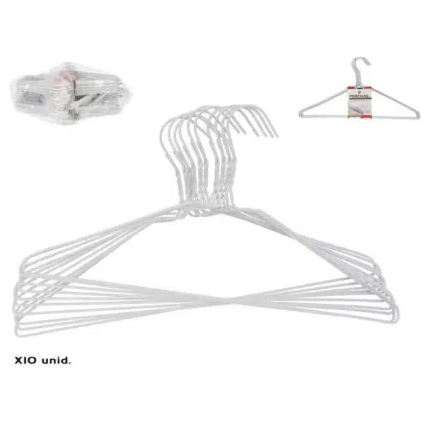 White Metal Clothes Hangers x10  White 40x21cm