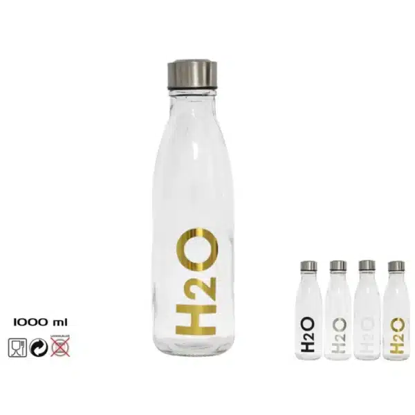 1000ml Glass H2O Bottle With Steel Lid