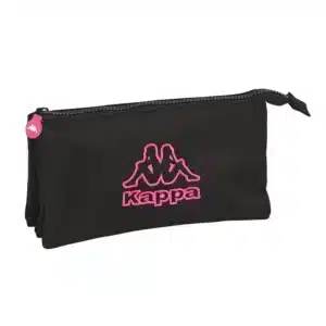 Triple Pencil Case Kappa "Black And Pink"