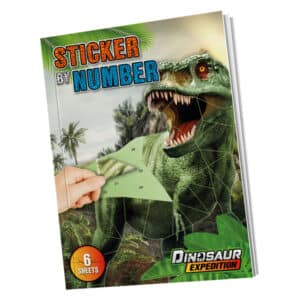 Dino Sticker By Number Book A4, 6 Designs