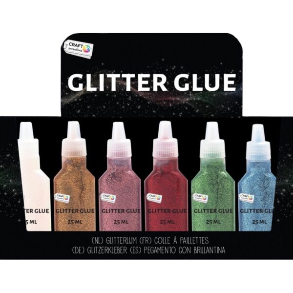 Glitter Glue, 25 Ml, 6 Assorted Colours
