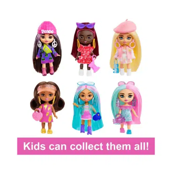 Barbie Extra Mini Minis Doll With Blue Hair, Accessories And Doll Stand - Image 4