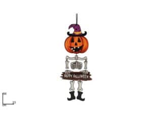 Halloween Hanging Skeleton With Pumpkin Head 56x23cm