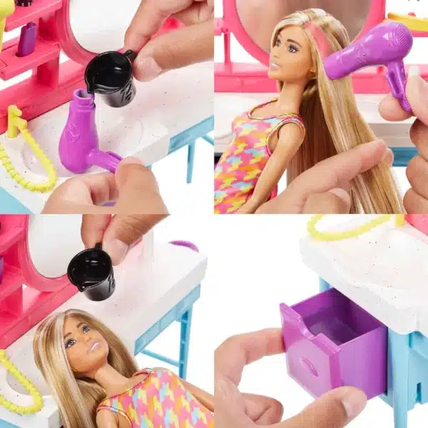 Barbie Doll And Hair Salon Playset, Colour-Change Hair - Image 3