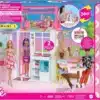 Barbie Dollhouse Playset with Barbie Doll & House with 2 Levels & 4 Play Areas, Fully Furnished, with Pet Puppy & Accessories - Image 3