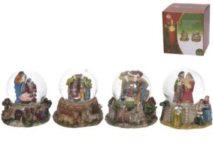 Water Ball Nativity Scene 9cm 4 Assorted