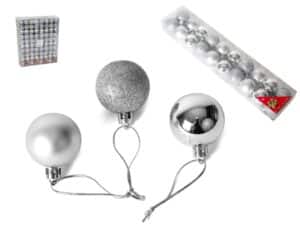 Tube 20 Silver Baubles 4cm 3 Assorted