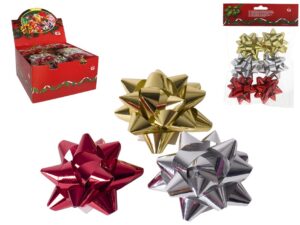 Set Of 6 Self Adhesive Gift Star Bows 6cm 3