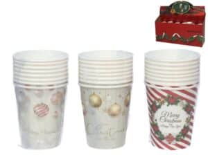 Set 8 Xmas Paper Cups 250ml 3 Assorted models