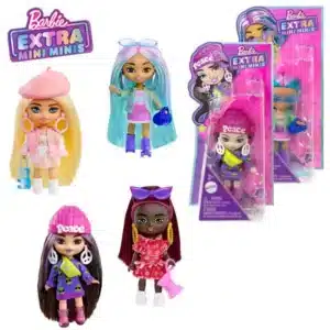 Barbie Extra Mini Minis Doll With Blue Hair, Accessories And Doll Stand