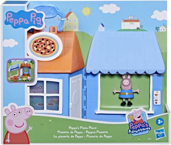 Peppa Pig Peppa's Adventures Peppa's Pizza Place Carry-and-Play Preschool Playset, Includes Figure and 4 Accessories, Multi-Colour