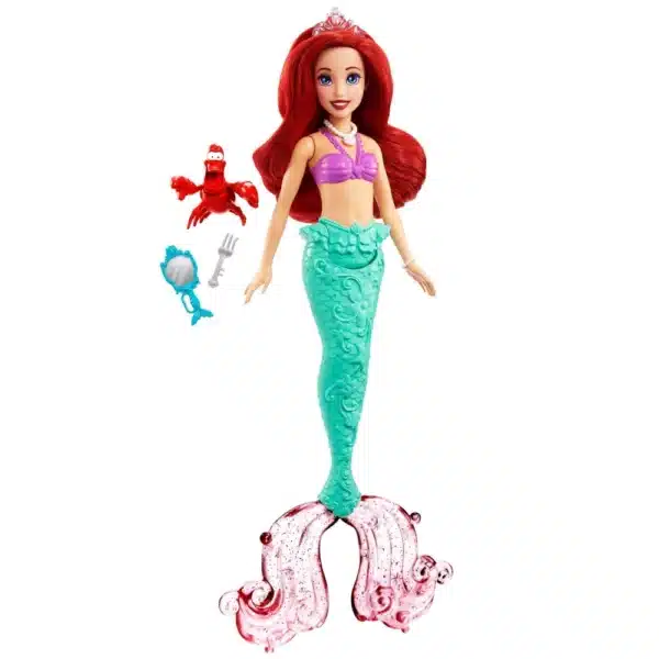 Ariel the Little Mermaid 28 cm Doll with Sebastian and Various Princess Accessories