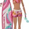 Barbie Doll With Surfboard And Puppy