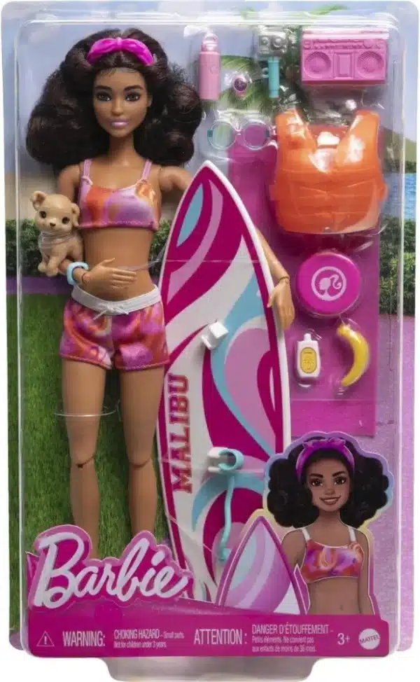 Barbie Doll With Surfboard And Puppy - Image 3