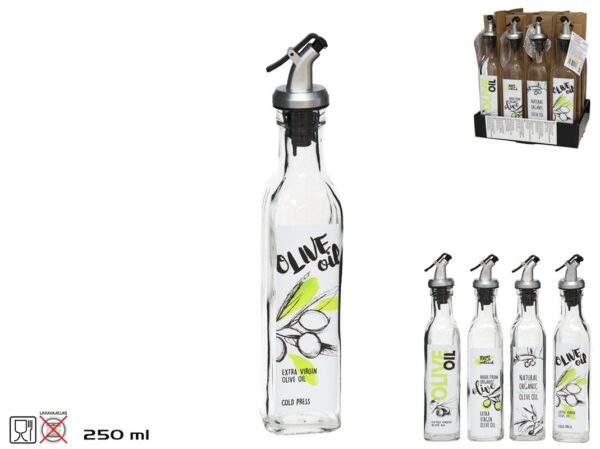 250ml Oil Bottle With Drip Stop 4 Assorted