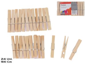 Set Of 24 Wooden Pegs 9x1 Cm