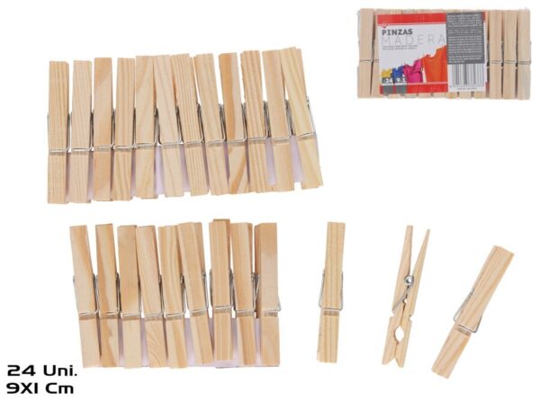 Set Of 24 Wooden Pegs 9x1 Cm