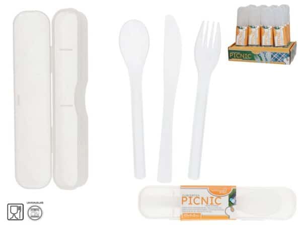 Picnic Cutlery Set With Cover 20x4.5x3 Cms