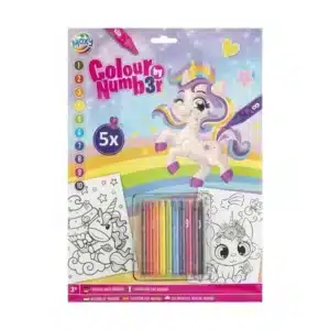 Unicorn Colour By Number A4 With Crayons - -5 Sheet
