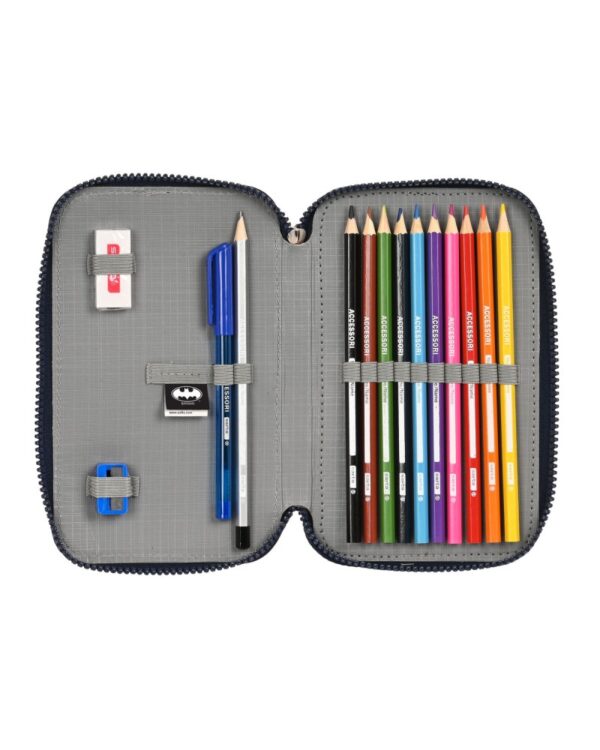 Double Pencil Case Batman Legendary Navy Blue 12.5 x 19.5 x 4 cm (28 Pieces) - Image 3