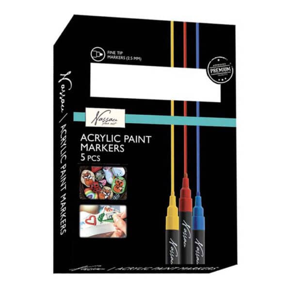 Acrylic Markerset, 5 Pcs In Windowbox