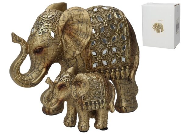 Elephant Figure Mother And Baby Indra 20x10.5x15cms