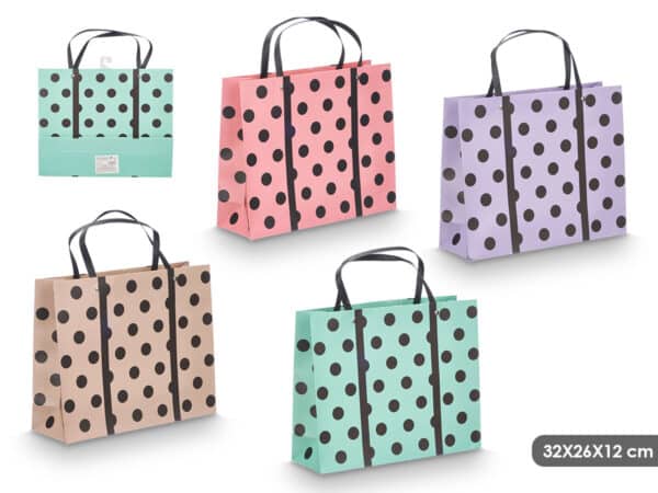 Handle Bag Polka Dots -  4 Assorted models 32x26x1cms