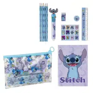 Disney Stitch School Stationery Set In Transparent Pencilcase