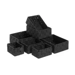 Set of 7 Baskets Polypropylene Black 25x19x8.5 cm