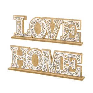 Wooded White-natural Love or Home Plaque 42x14x4cm