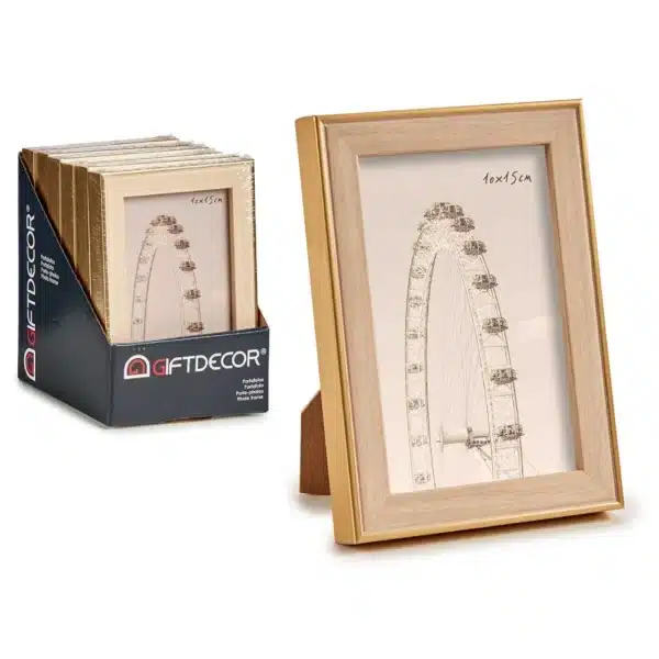 Gold Edged Wooden Coloured Photo Frame, 10x15cm