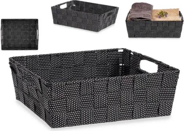 Fabric Rectangular Storage Box 23cm Black