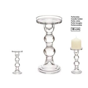 18cm L Glass Ball Design Candle Holder