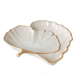 Tray Decoratives Ginkgo Porcelain White